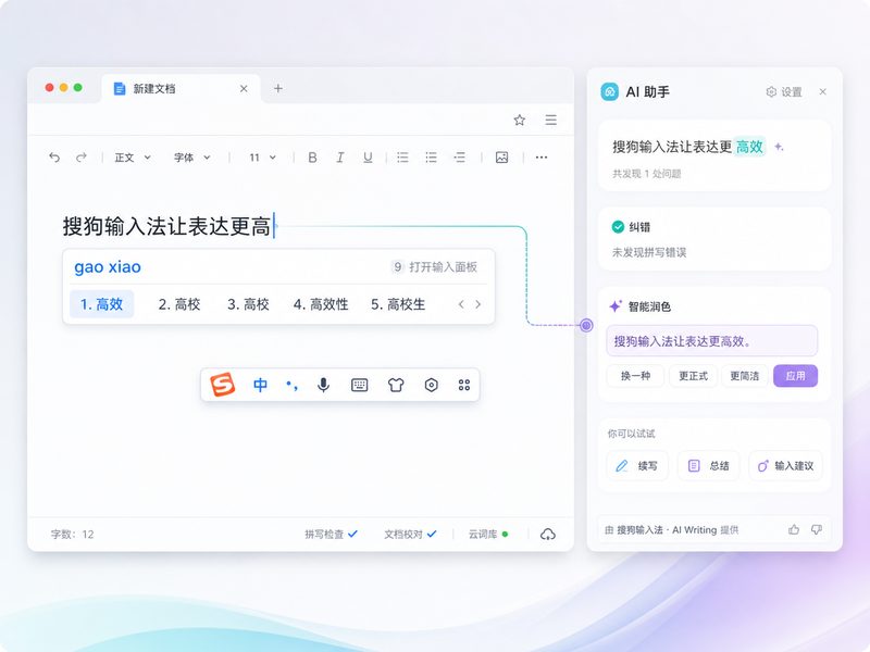 搜狗输入法AI纠错与智能预测工作流展示
